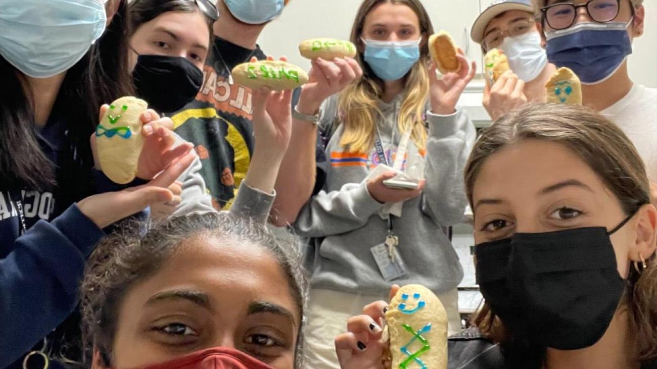 Philosophy 2 students take a study break and bake bread